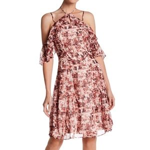 Chelsea28 Halter Ruffle Cold Shoulder Dress